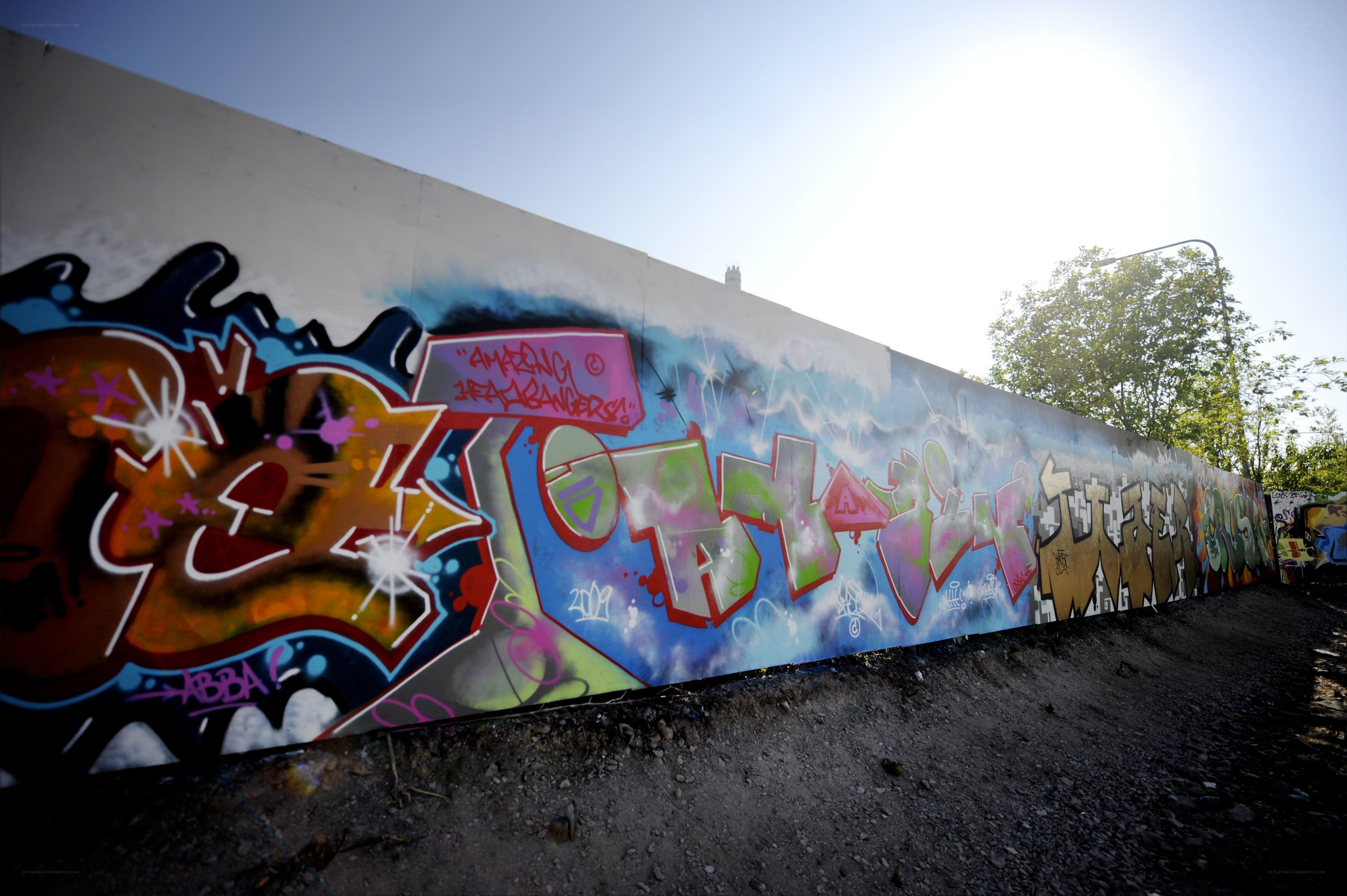graffiti-covered wall under sun