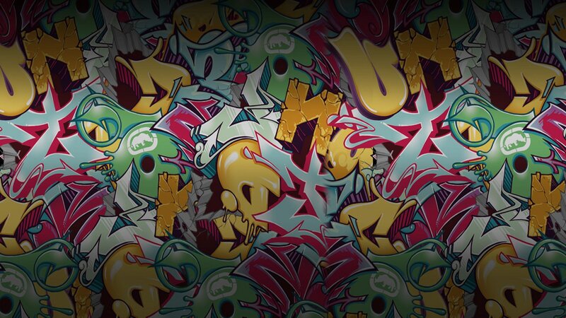 Graffiti-covered Wall — Yellow, Chaotic