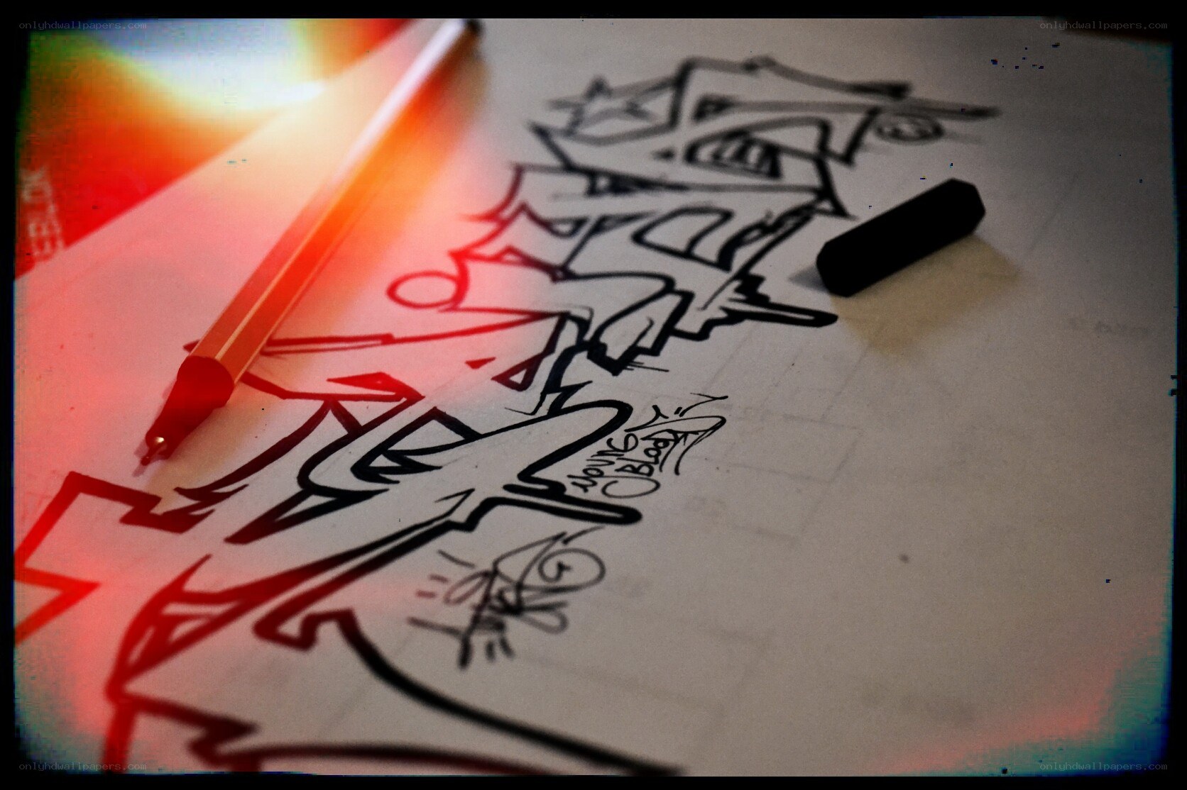 graffiti design sketch with pen