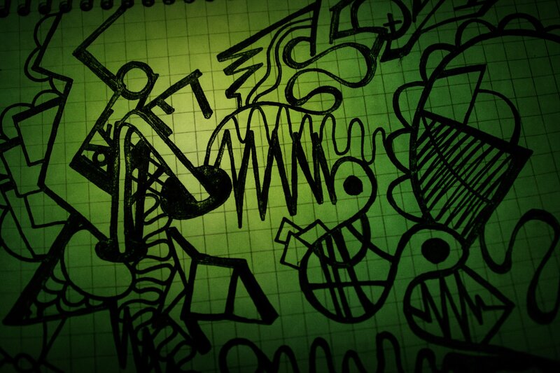 graffiti doodles on graph paper
