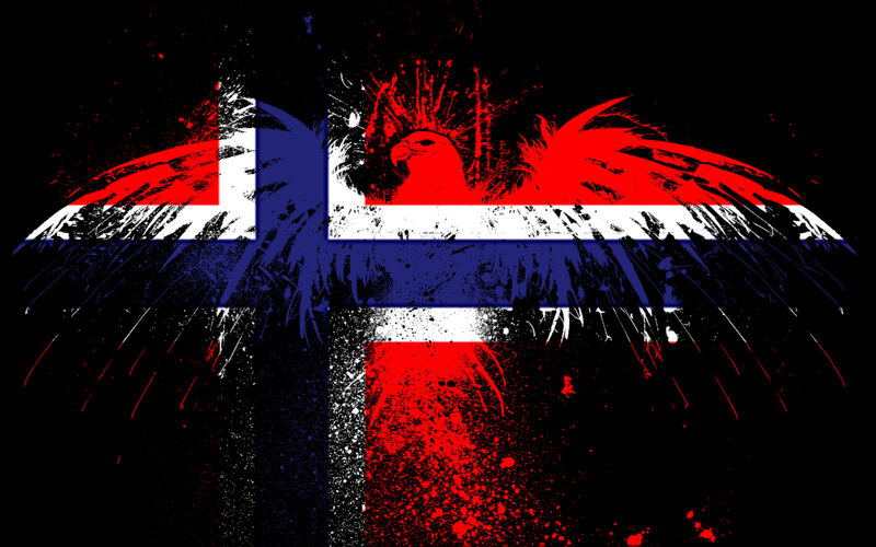 graffiti eagle over norwegian flag