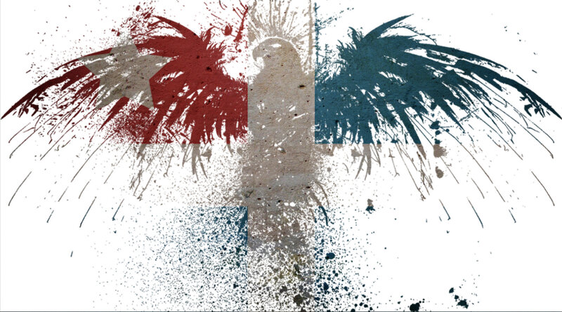 graffiti eagle with flag colors
