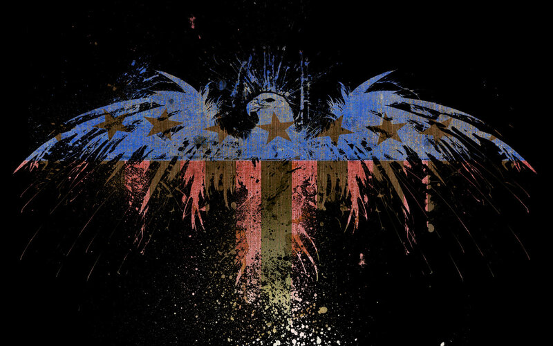 graffiti eagle with flag design