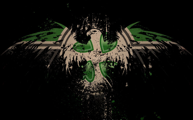 graffiti eagle with green hearts