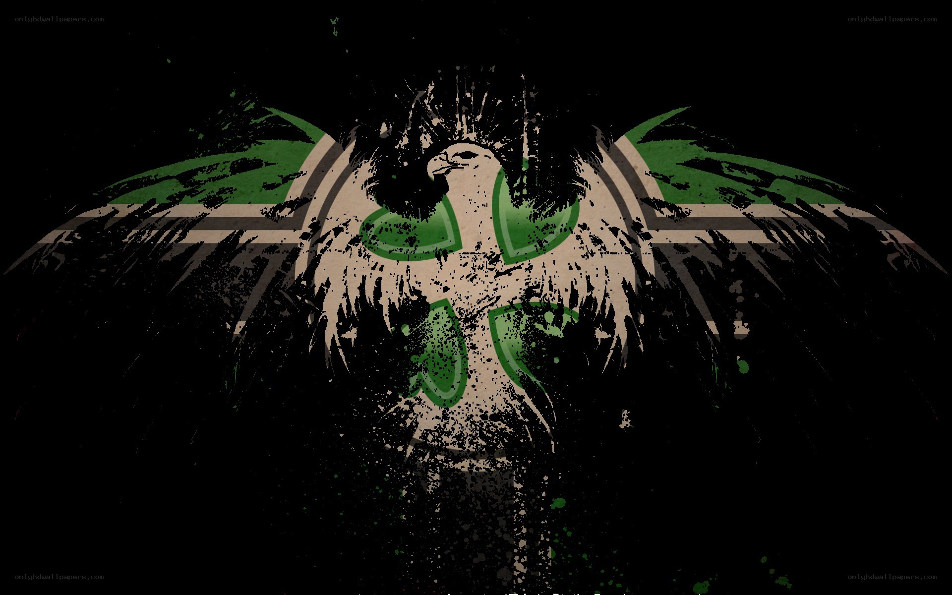 graffiti eagle with green hearts