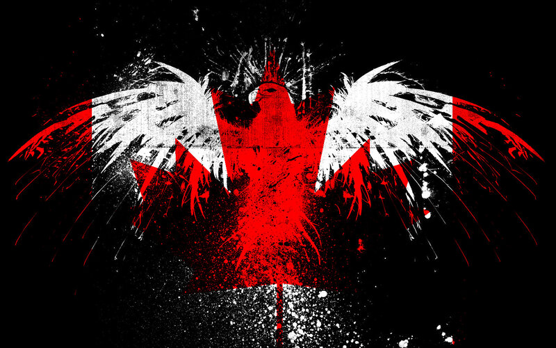 Graffiti Eagle with Maple Leaf — Red