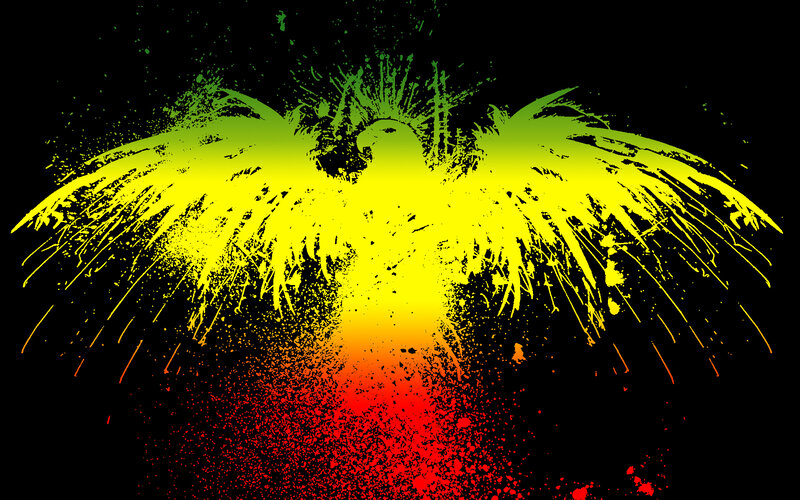 graffiti eagle with rasta colors