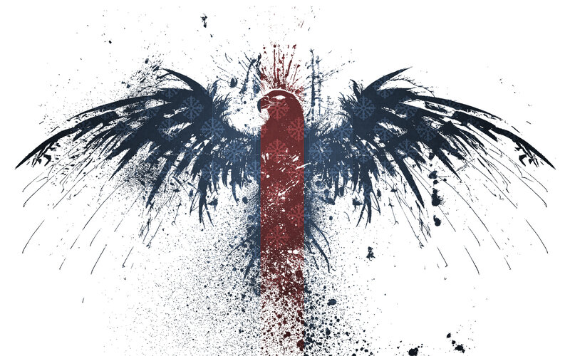 graffiti eagle with red stripe