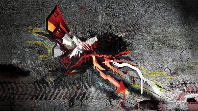 graffiti explosion on concrete
