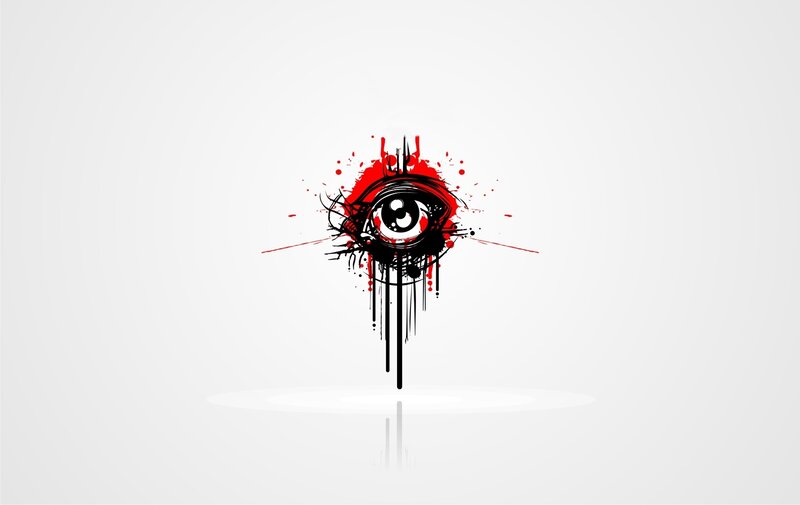 graffiti eye with blood splatter