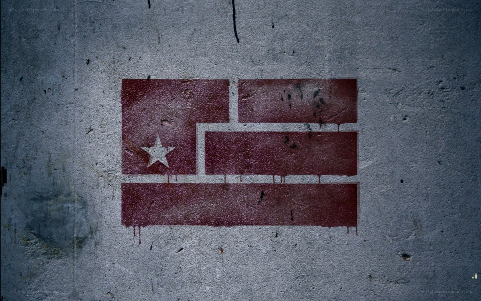 graffiti flag on concrete wall