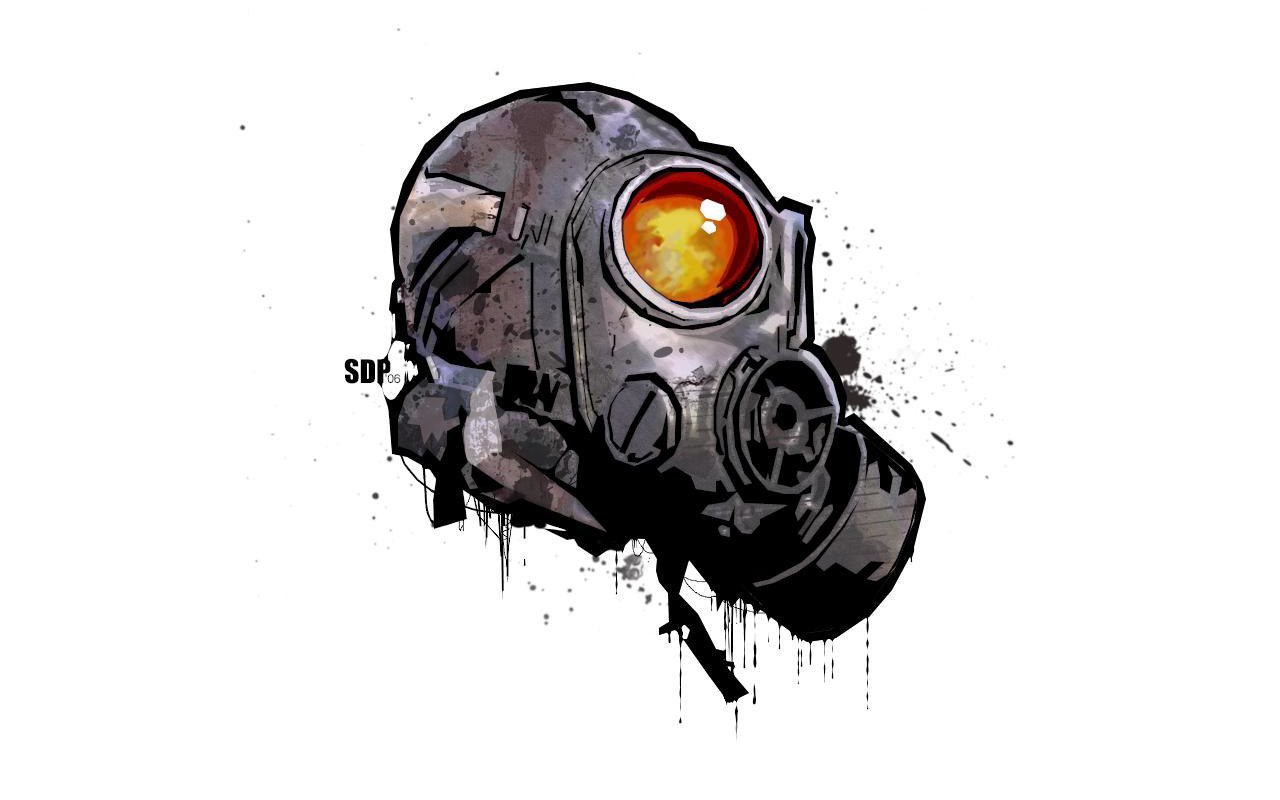 graffiti gas mask art