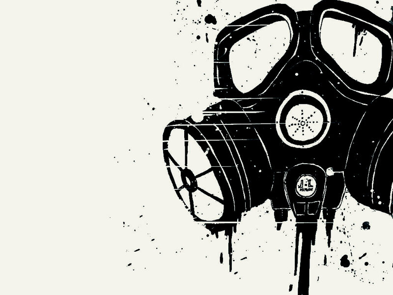 graffiti gas mask illustration