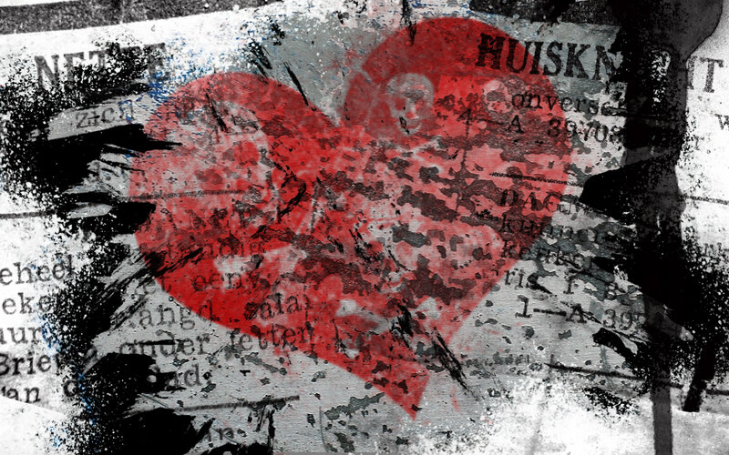 graffiti heart on newspaper