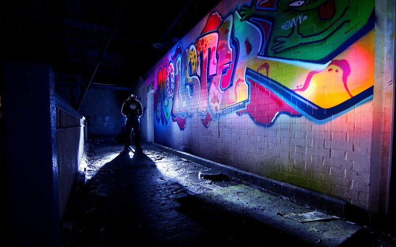 graffiti in a dark alley