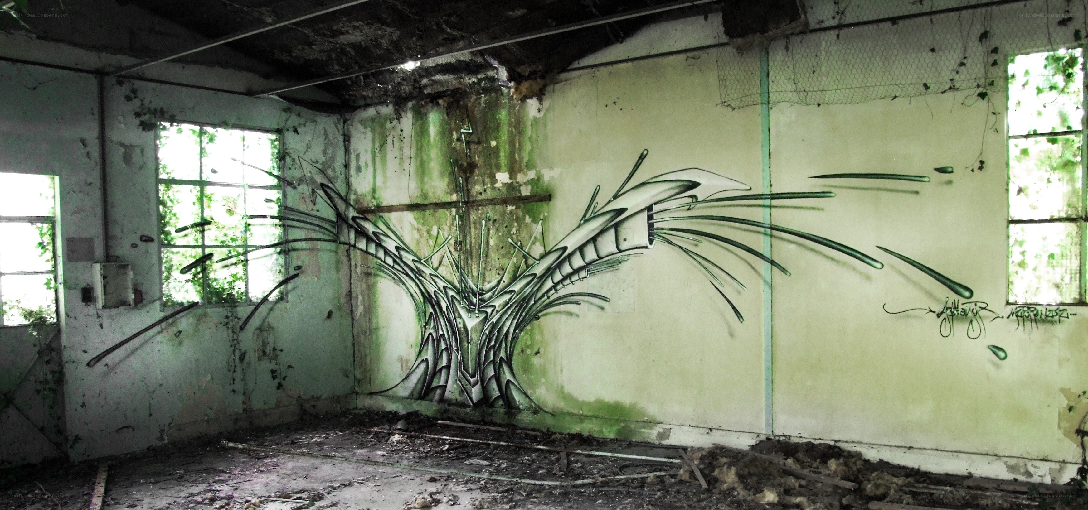 graffiti in abandoned building