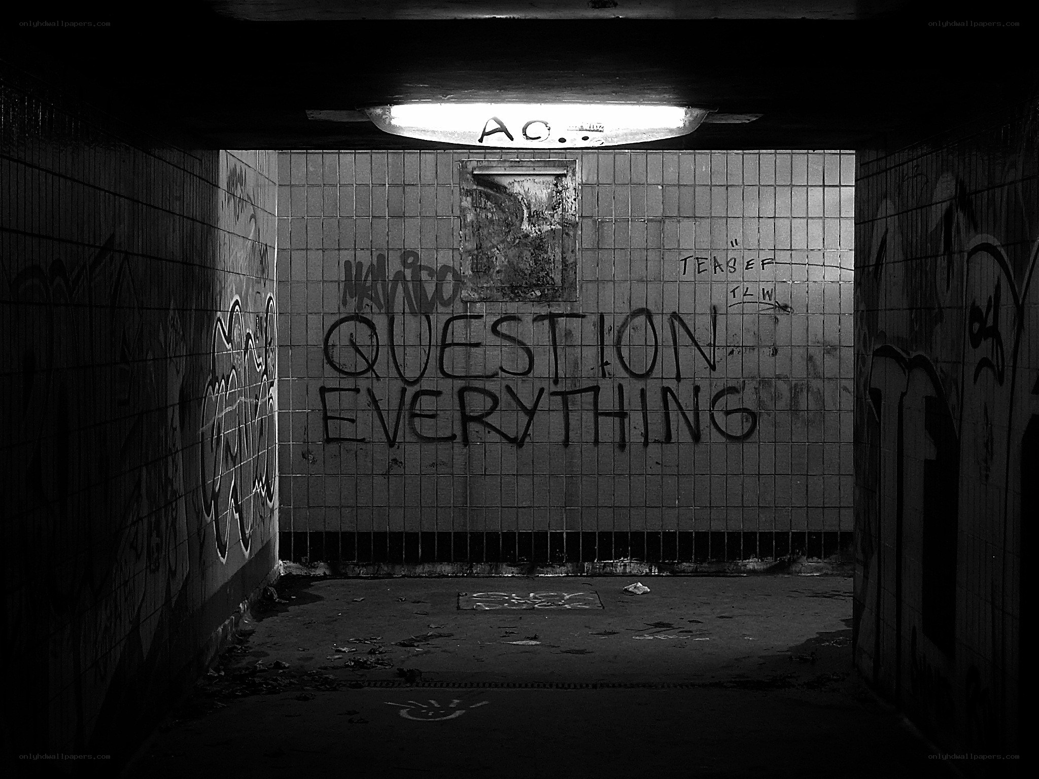 Graffiti in an underground tunnel