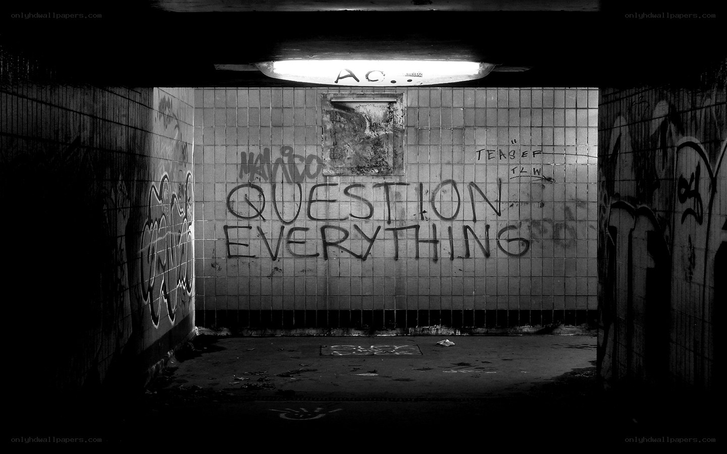 Graffiti in an underground tunnel