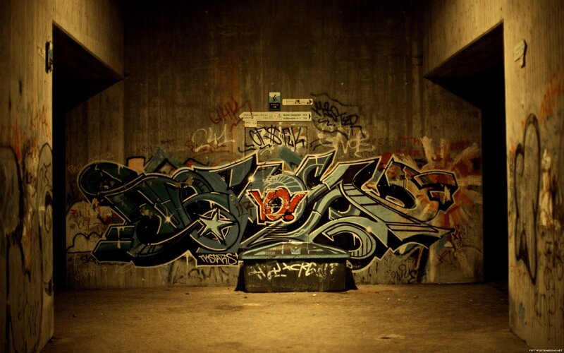 Graffiti in Concrete Tunnel — Brown