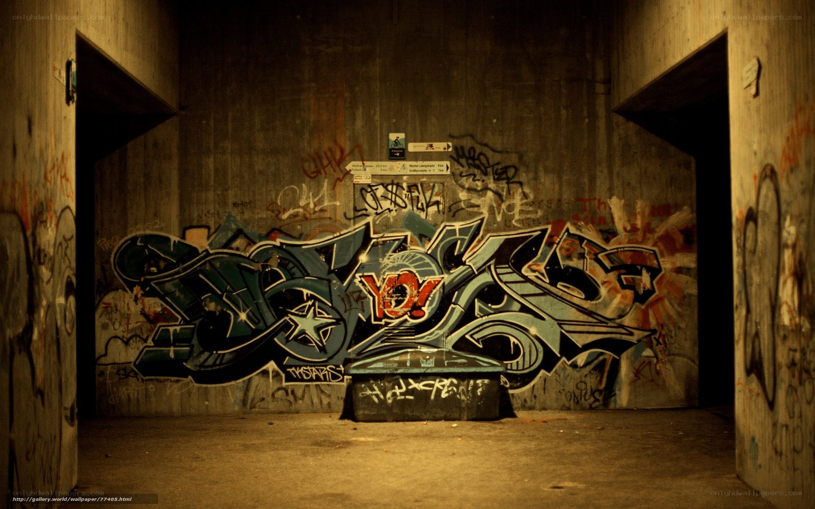 graffiti in concrete tunnel