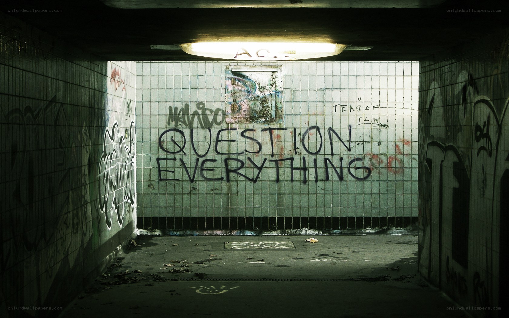 graffiti in subway tunnel
