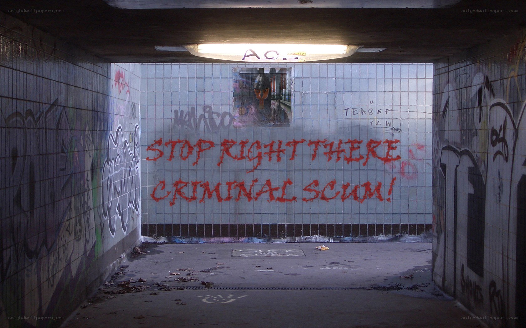 graffiti in subway tunnel