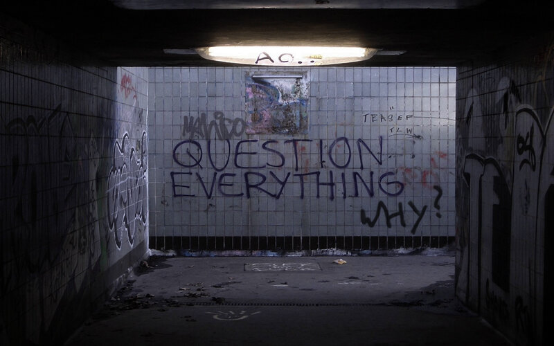 Graffiti in Tunnel — Gray, Dramatic