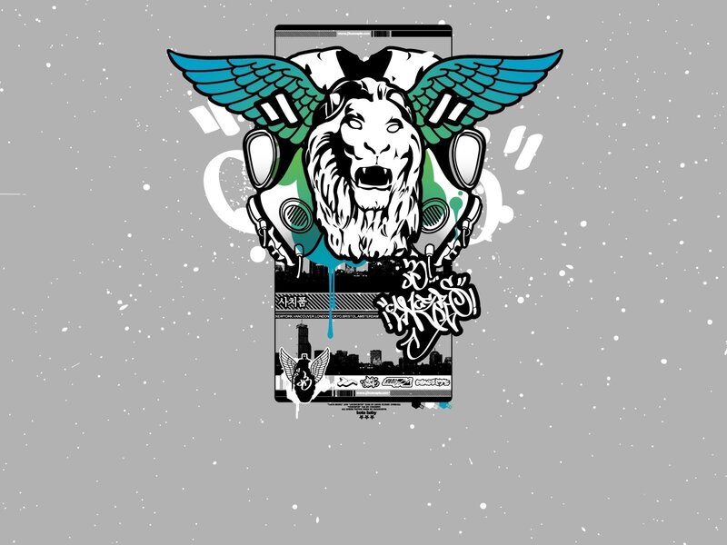 graffiti lion with wings