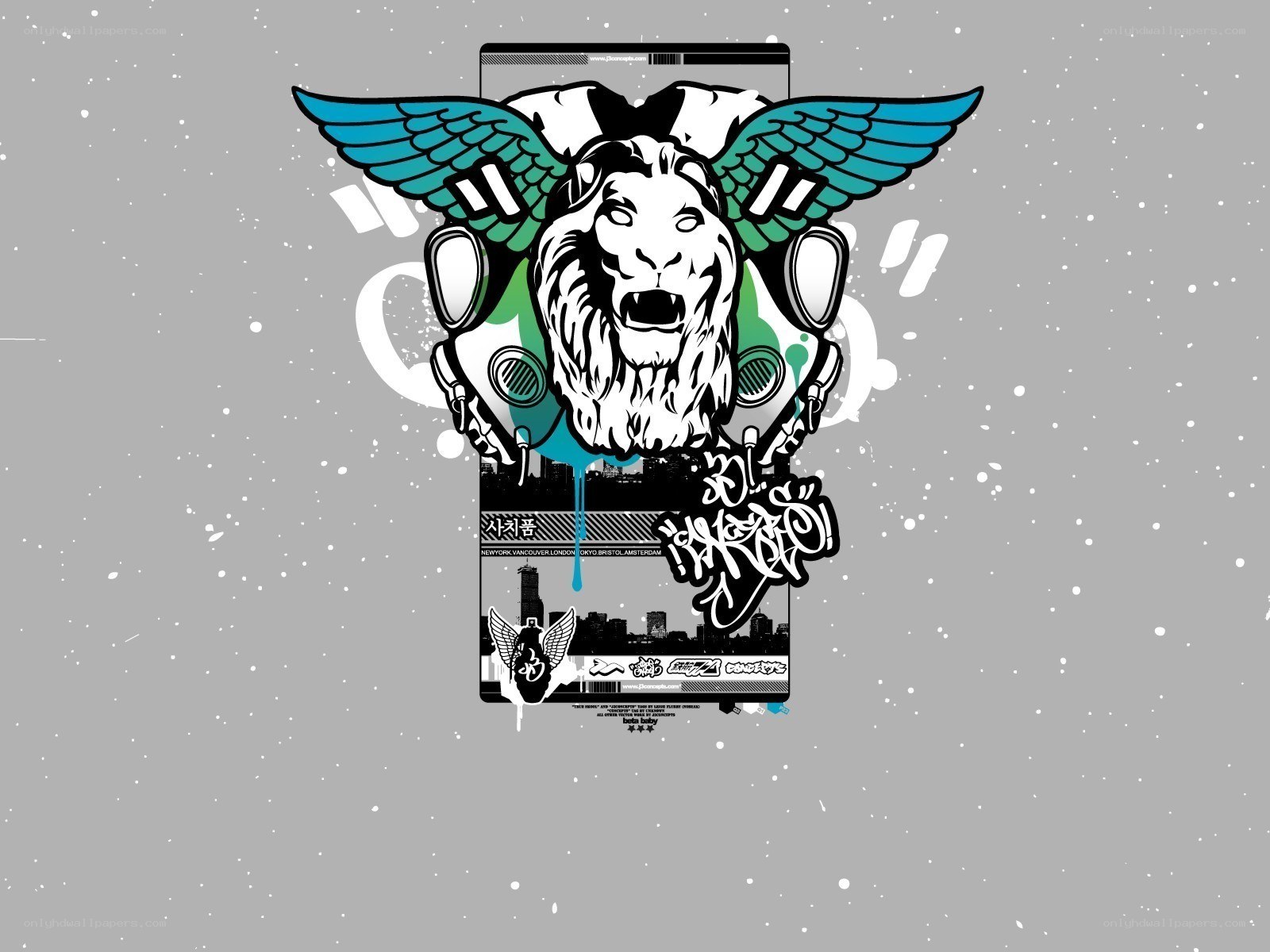 graffiti lion with wings