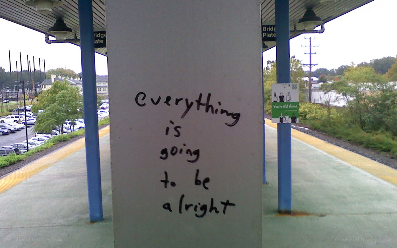 graffiti message at train station