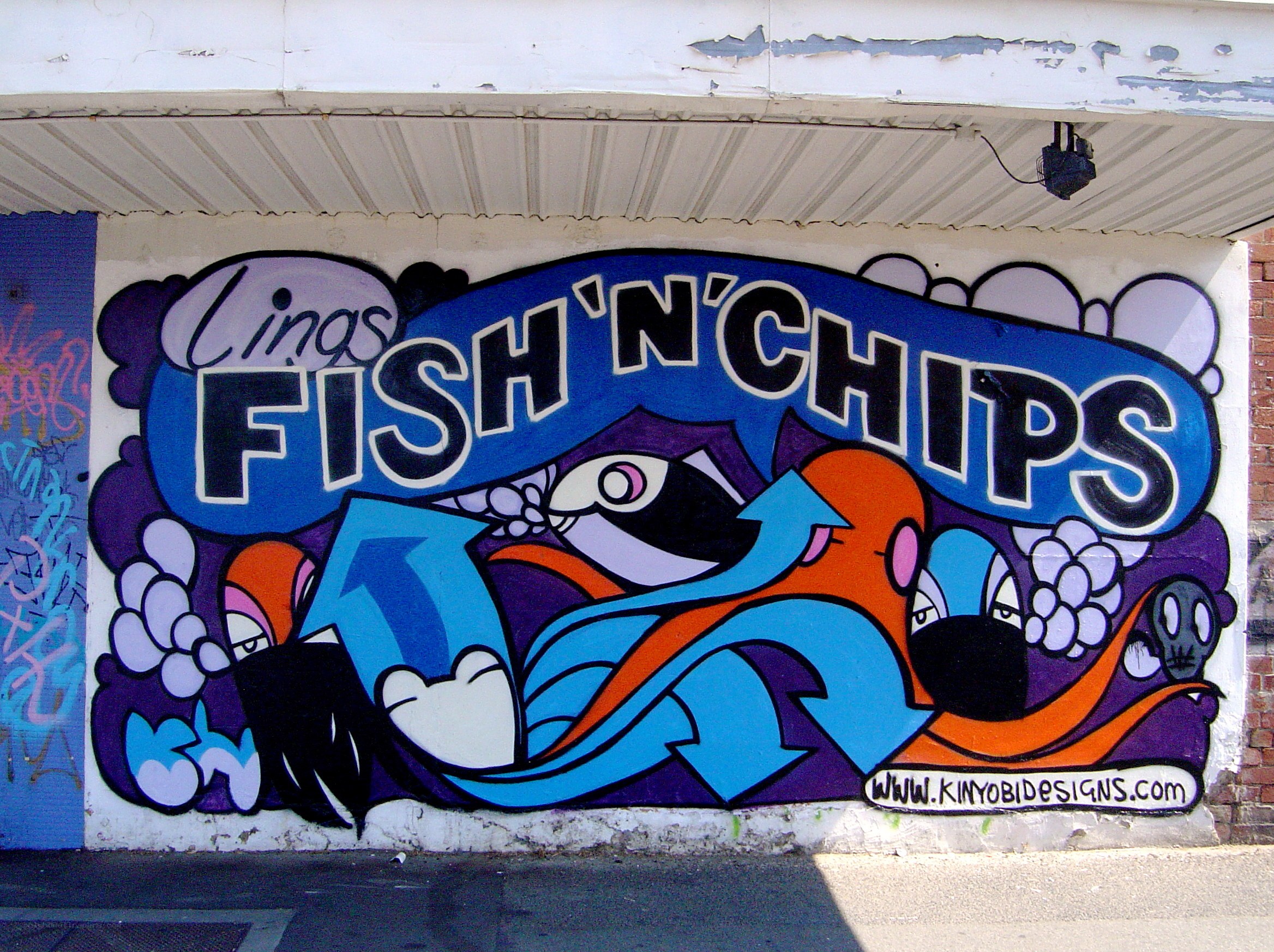graffiti mural for fish and chips shop