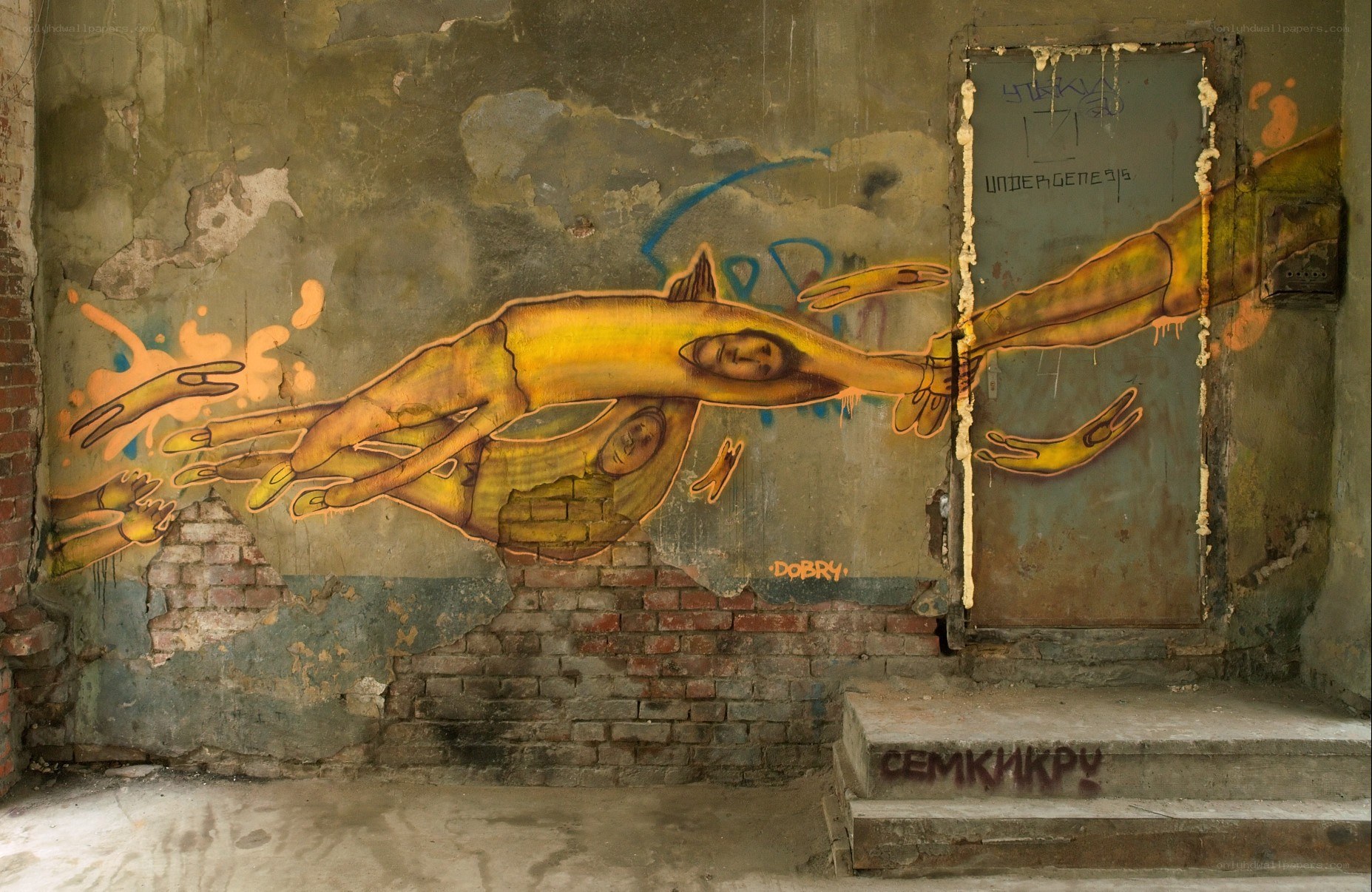 Graffiti mural in abandoned building