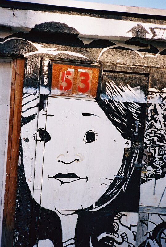 graffiti mural of a face