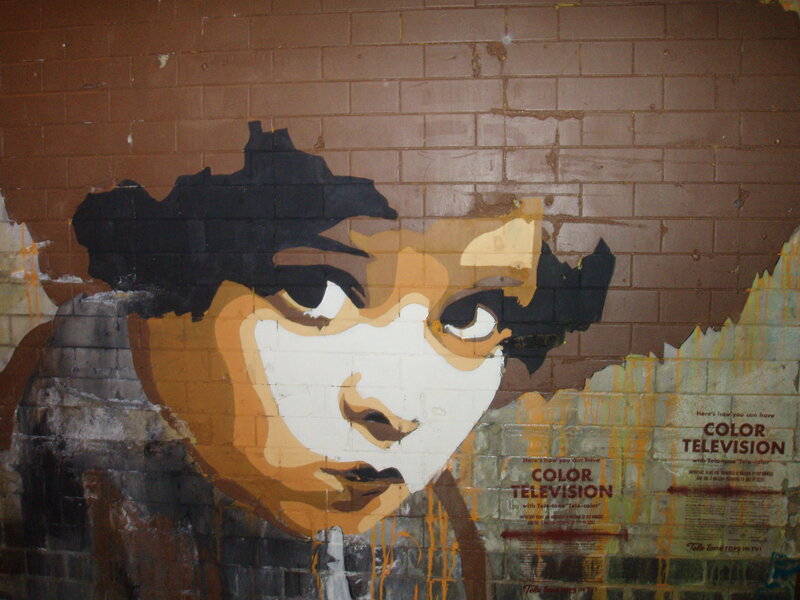 graffiti mural of a face