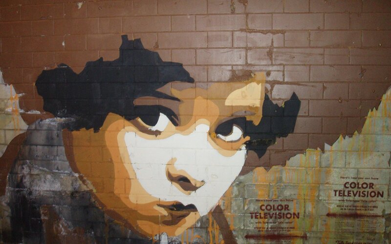 graffiti mural of a face