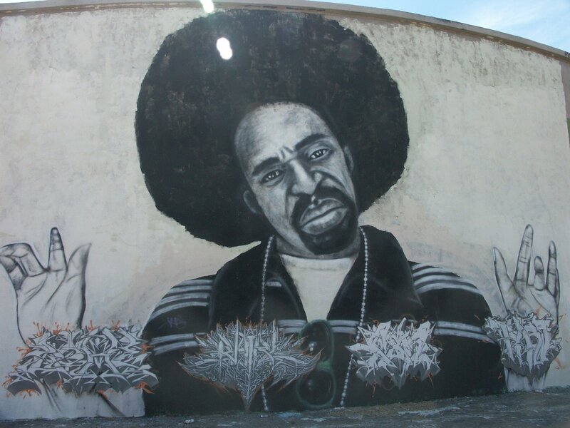 graffiti mural of a man