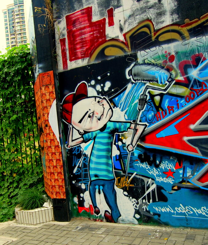 graffiti mural of cartoon character