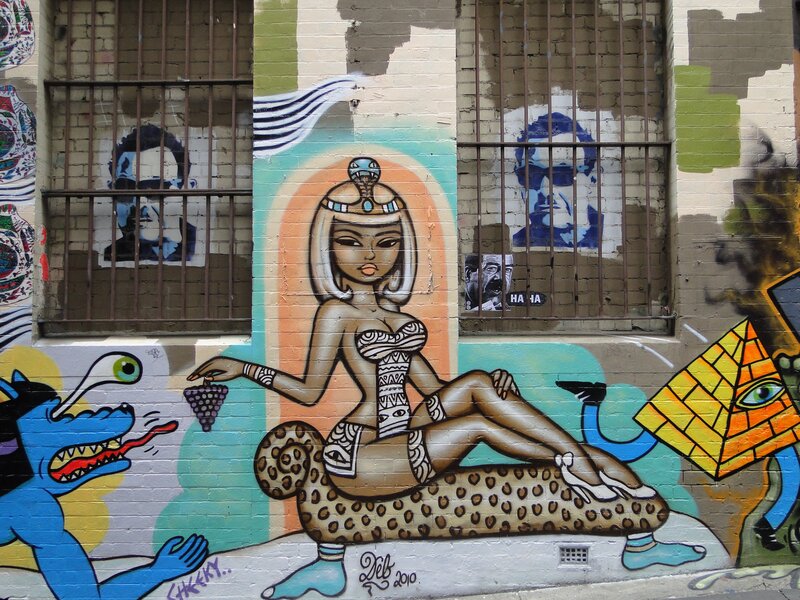 graffiti mural of egyptian queen