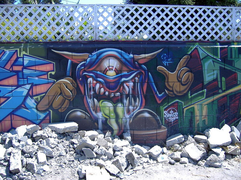 graffiti mural of monster