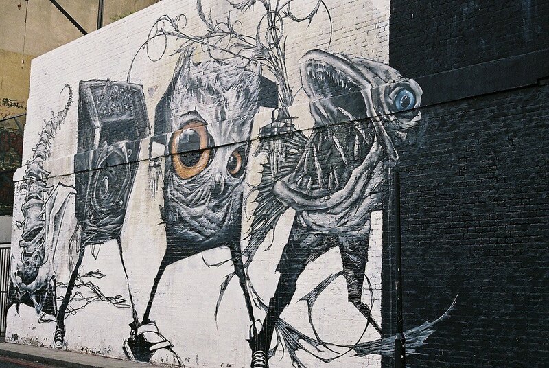 graffiti mural of monsters