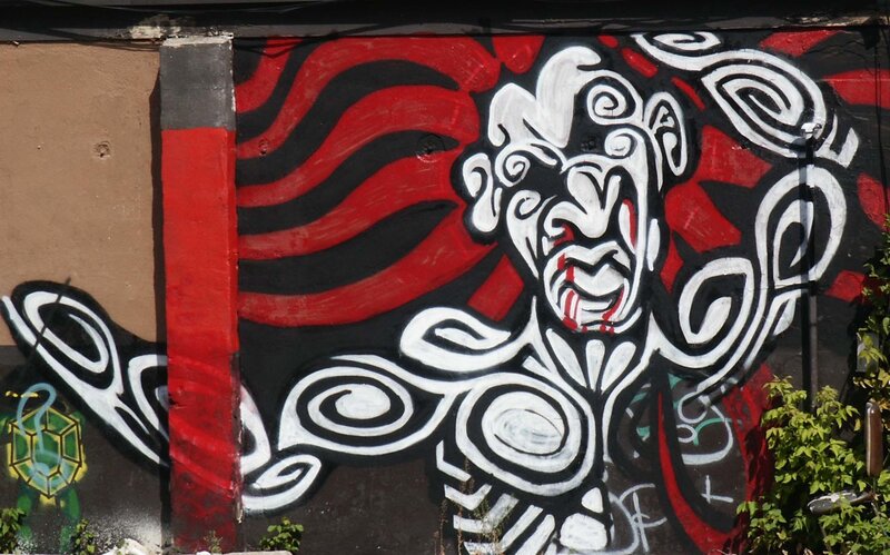 graffiti mural of screaming figure
