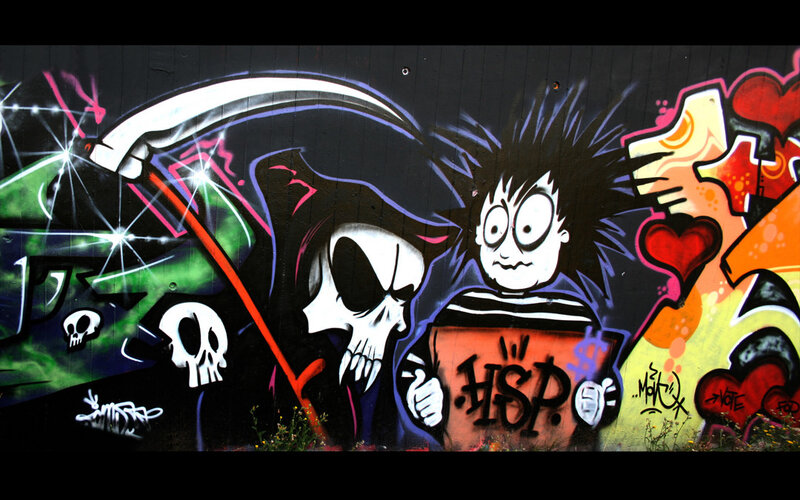 Graffiti Mural on Wall — Black