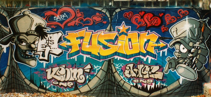 Graffiti Mural on Wall — Blue