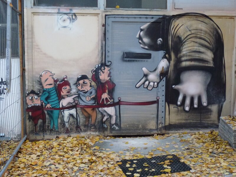 Graffiti Mural on Wall — Gray, Dramatic