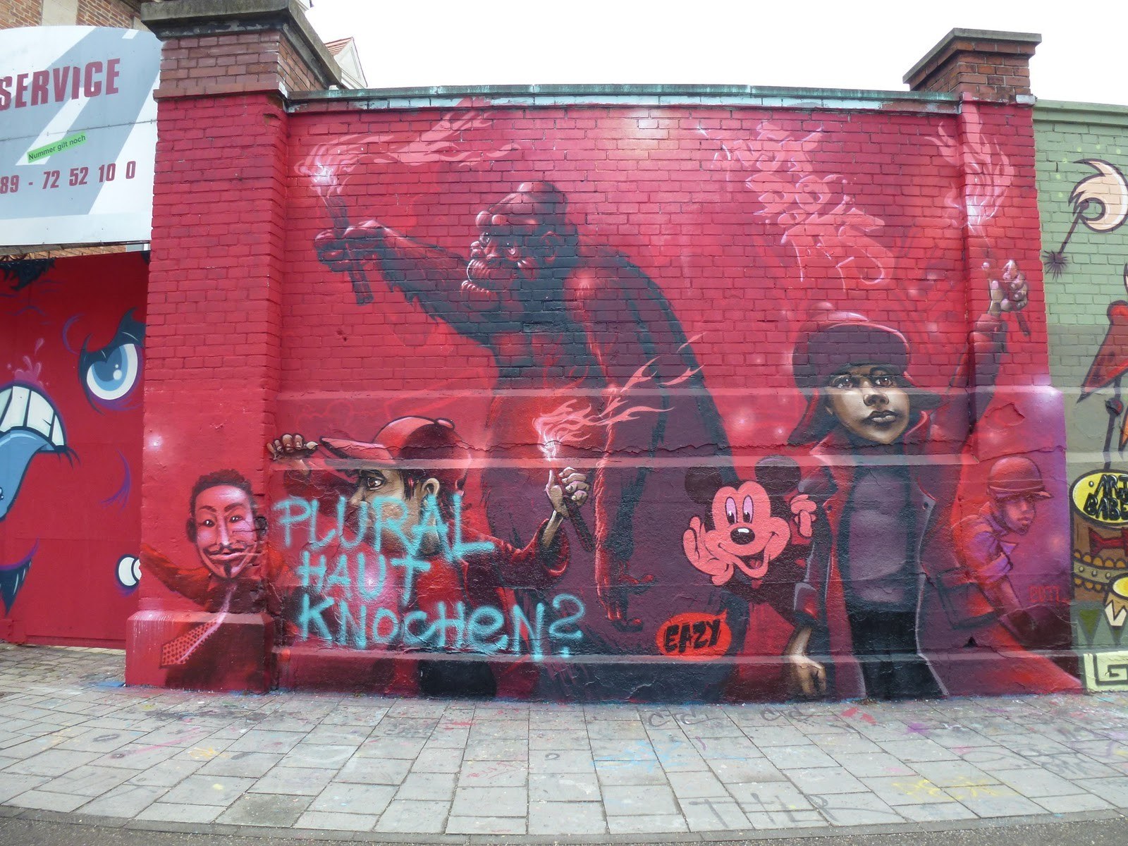 graffiti mural with cartoon characters