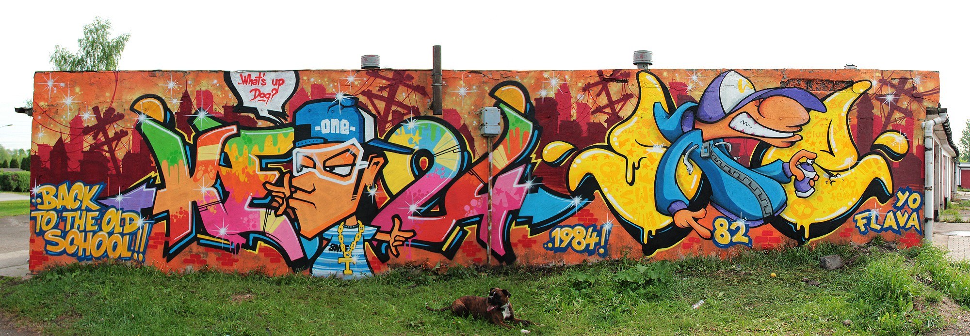 graffiti mural with cartoon characters