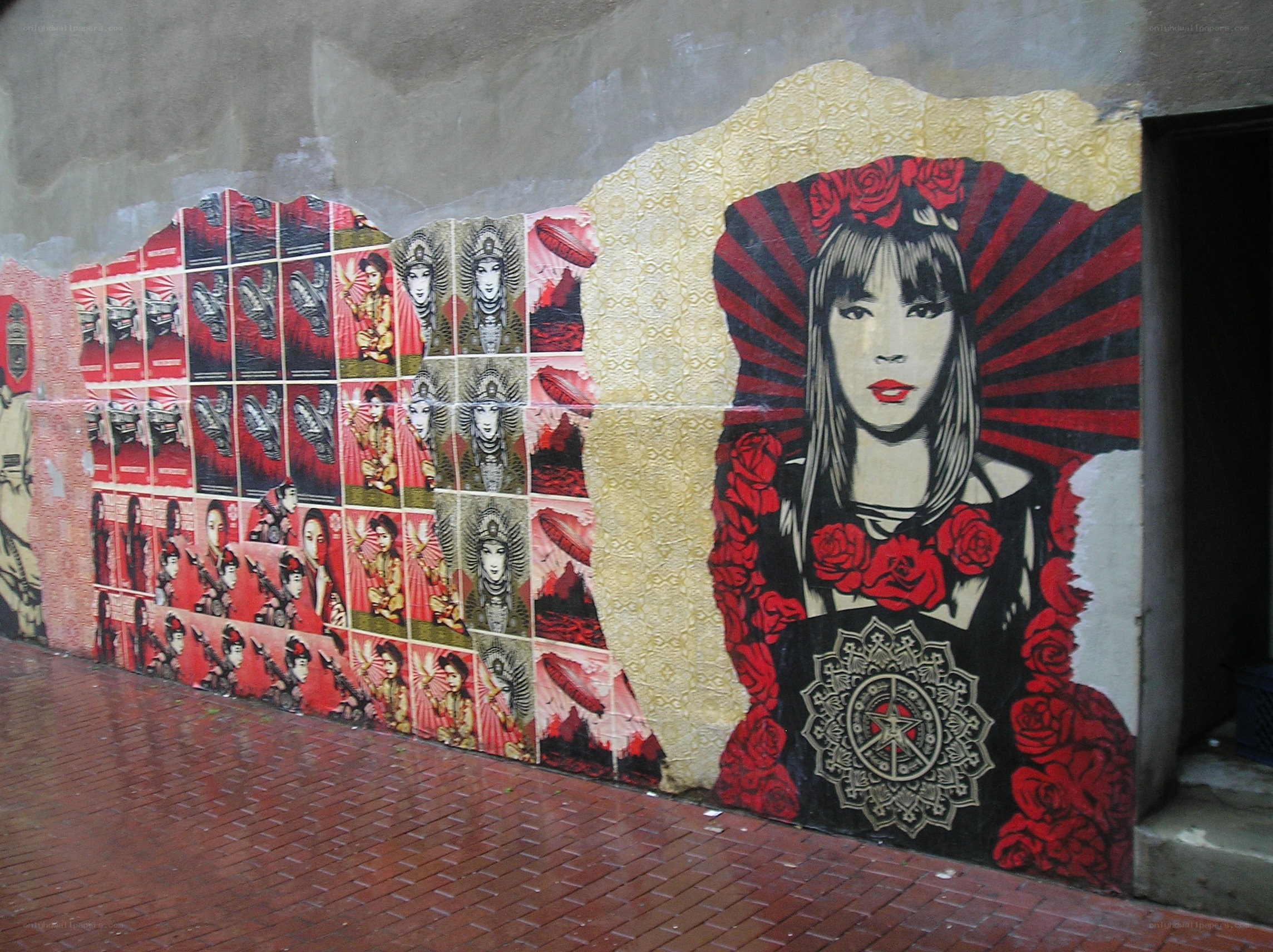 graffiti mural with red roses