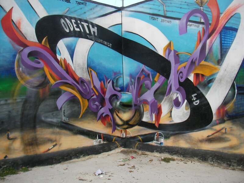 graffiti mural with text