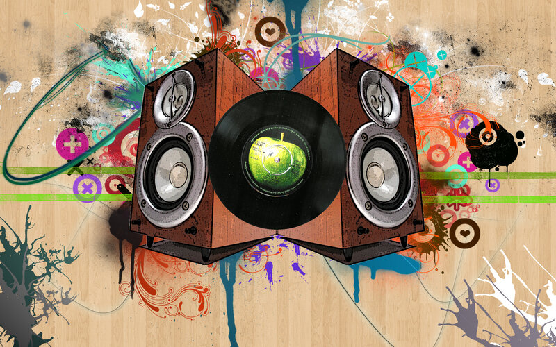 graffiti music art with speakers