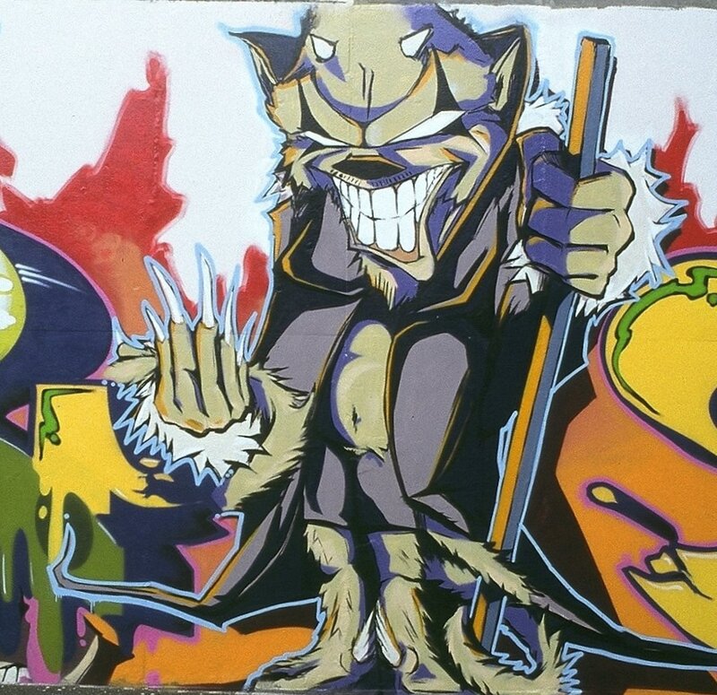 graffiti of a cartoon wolf